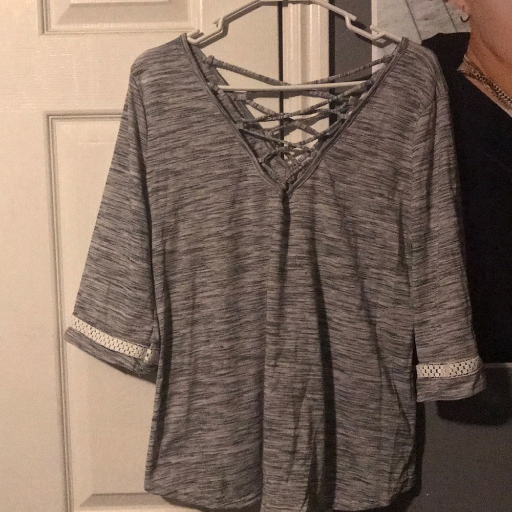 Grey and white blouse
